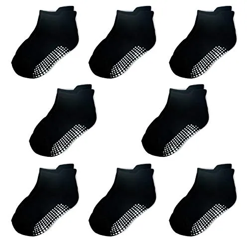 Stouge Kids Non Slip Socks with Grips - 8 Pairs Baby Anti Skid Ankle Crew Slipper Sock for Boys Girls 1-3 Yearsï¿½