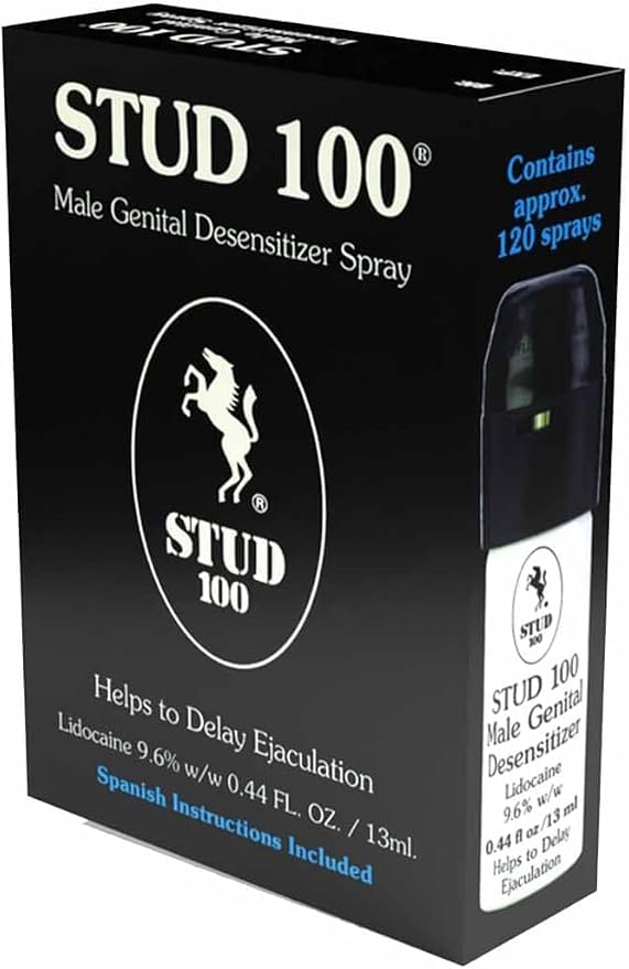 Stud 100 Desensitizing Spray for Men 0.44 fl oz, Lidocaine 9.6%, Premature Ejaculation Control, Odorless & Colorless, Condom Compatible