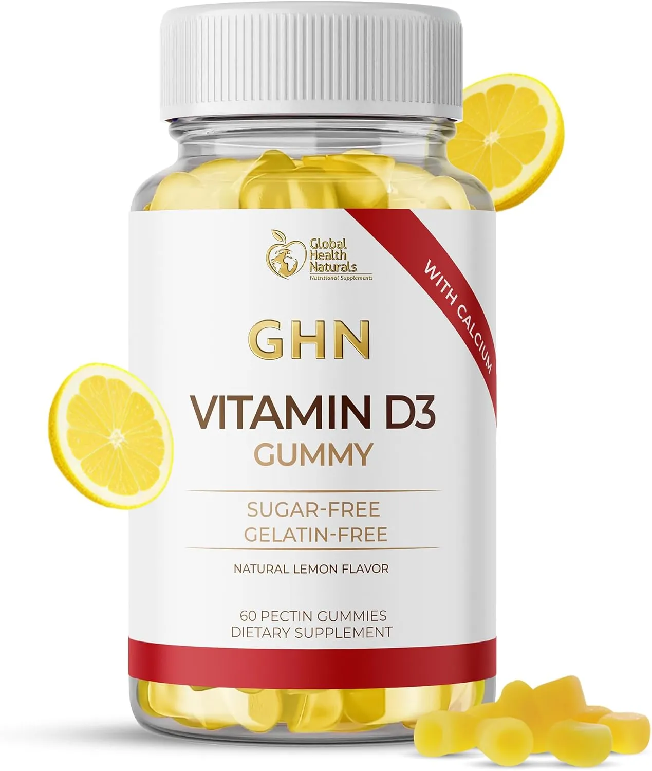 Sugar Free Vitamin D3 Gummies for Adults - Vegan Pectin-Based Gummy Vitamin D - 1,000 IU Natural Lemon Flavor - Gluten Free, Dairy Free, Soy Free Daily D3 Gummies for Women & Men - 30 Count