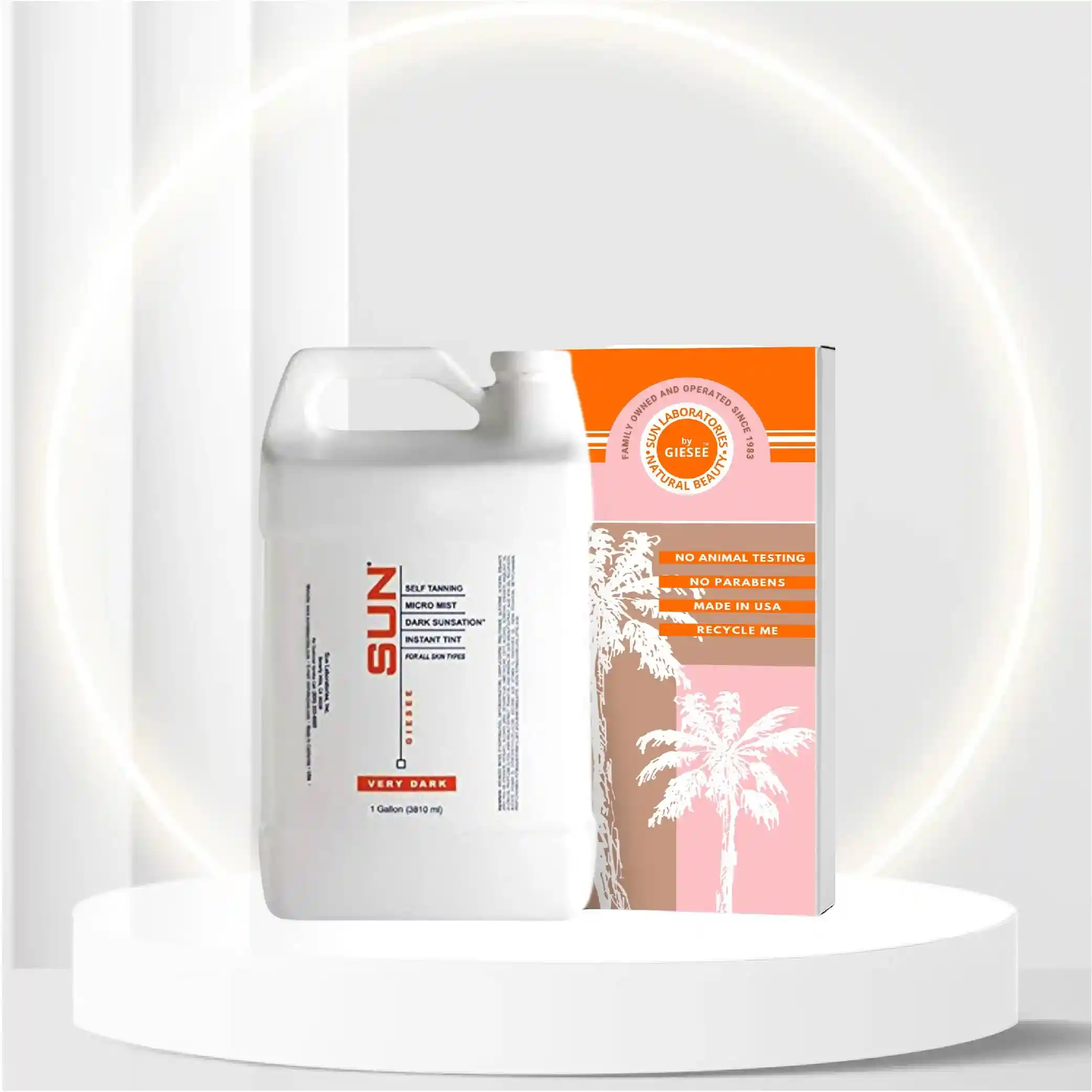 Sun Labs Self-Tanning Spray, Gallon, Dark Sunsation Natural Sunless Solution, Body and Face for Bronzing and Golden Tan - Very Dark Sunless Bronzer Fake Tanning Solution (Packaging May Very)