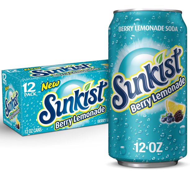 Sunkist Berry Lemonade Soda 12 fl oz cans 12 Pack