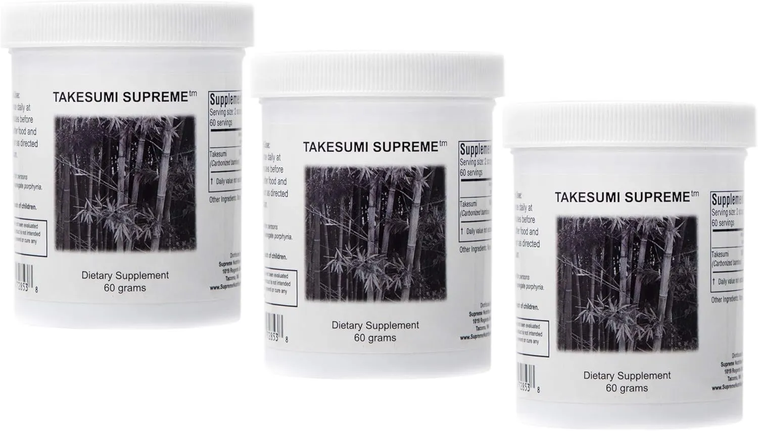 Supreme Nutrition Takesumi Supreme, Pure 60 Grams Activated Bamboo Charcoal Powder | Three Pack