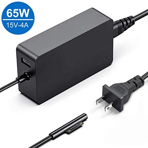 Surface Pro Charger 65W, [UL Listed] 15V/4A Surface Pro Power Adapte for Microsoft Surface Pro 7 Pro X Pro 6 Pro 4 Pro 3 Pro 5 Surface Laptop 1/2/3 Surface Go Surface Book 2 with USB Charging Port