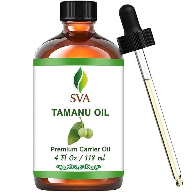SVA Tamanu Oil - 4 Fl Oz  100% Natural Cold Pressed Tamanu Oil - for Face, Skin Care, Hair Care, Scalp Massage & Body Massage  Carrier Oil with Dropper