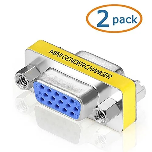 SVGA Connector, WOVTE DB HD New 15 VGA SVGA KVM Female to Female Gender Changer Adapter Coupler Pack of 2