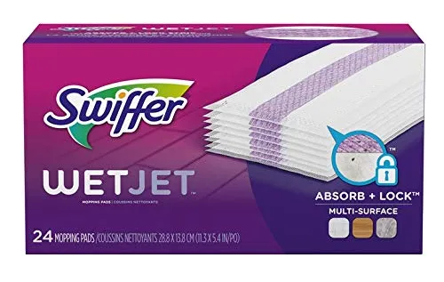 Swiffer Wetjet Hardwood Mop Pad Refills for Floor Mopping and Cleaning, All Purpose Multi Surface Floor Cleaning Product, 24 Count - 2 Pack