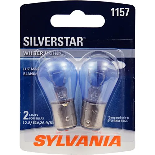 SYLVANIA - 1157 SilverStar Mini Bulb - Brighter and Whiter Light, Ideal for Daytime Running Lights (DRL) and Reverse Lights (Contains 2 Bulbs)