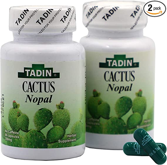 Tadin Cactus Capsules Herbal Supplement Helps Eliminate Toxins, Excellent Fiber Source, 60 Count (Pack of 2)