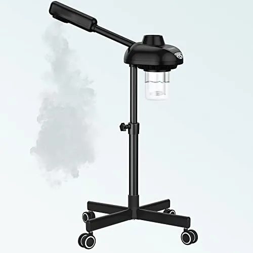 TASALON Facial Steamer on Wheels - Face Steamer for Professional Skin Rejuvenation, Facial Steamer Kit for Home, Spa, Clinic - Warm Mist, Ozone Face Humidifier - Pore Opener and Skin Cleanser-Black