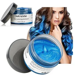 Temporary Blue Hair Wax, YHMWAX 4.23oz Instant Hairstyle Mud Cream, Natural Hair Coloring Wax Material Disposable Hair Styling Dye Ash for Cosplay,Party,Masquerade, Halloween.etc (Blue)