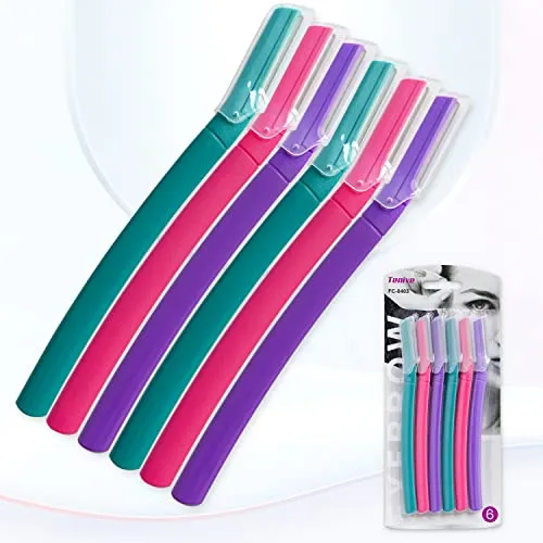 Tenive Eyebrow Razor Trimmer ,Eyebrow Shaper Razors Facial Razor Hair Remover with Precision Cover for Women Men (6 Blades)