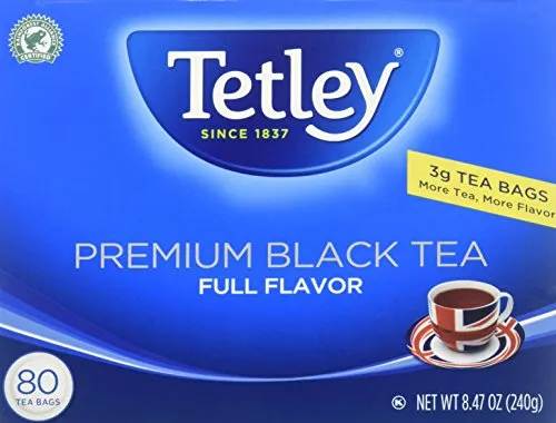 Tetley Premium Black Tea Full Flavor - 80 Ct 2 Pack (2 x 8.47 Oz)