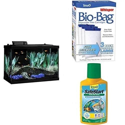 Tetra ColorFusion 20 Gallon Aquarium Starter Kit + Large Bio-Bag Filter Cartridges and SafeStart Bacteria