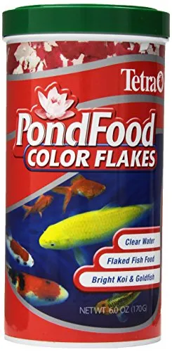 TetraPond PondFood Color Flakes, Color-Enhancing Flaked Fish Food For Small Ponds, 6-Ounce (77021)