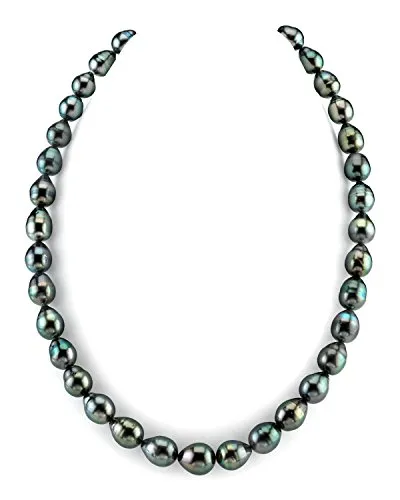 THE PEARL SOURCE 14K Gold 9-11mm Baroque Genuine Black Tahitian South Sea Cultured Pearl Necklace in 18
