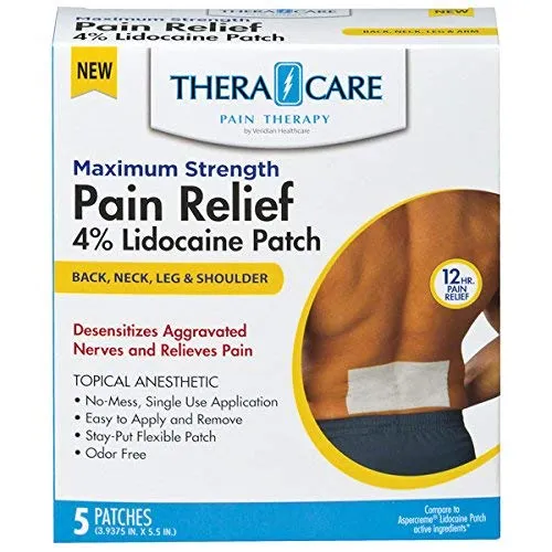 Thera Care Pain Relief Patch 4% Lidocaine Patch 3.9 x 5.5 5-Count Box