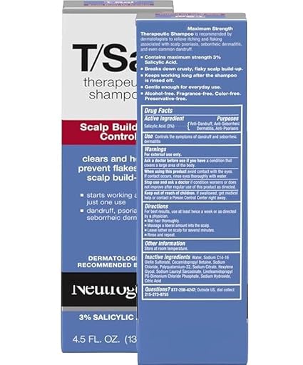 Therapeutic Shampoo for Scalp Build-Up Control with Salicylic Acid, Scalp Treatment for Dandruff, Seborrheic Dermatitis Relief, Compatible with T/Sal, 4.5 fl. oz Pack of 1