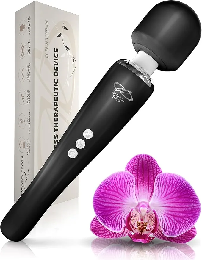 Therapeutic Wand Massager - Handheld Cordless and Powerful ï¿½ 8 Speeds 20 Vibrating Patterns - USB Rechargeable - Magic Recovery Effect for Body ï¿½ Back Neck Shoulder Feet - Lavender Flower Colorï¿½