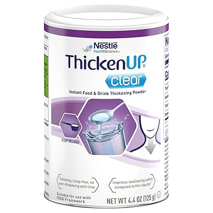Thicken Up Clear Instant Food & Drink Thickener, Tasteless & Odorless Thickener for Liquids, For Dysphagia Patients, Unflavored, 4.4 Ounce, Pack of 1