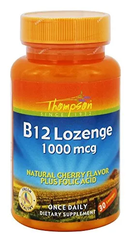 Thompson B12 + Folic Acid, Lozenge, Cherry (Btl-Plastic) 1000mcg | 30ct