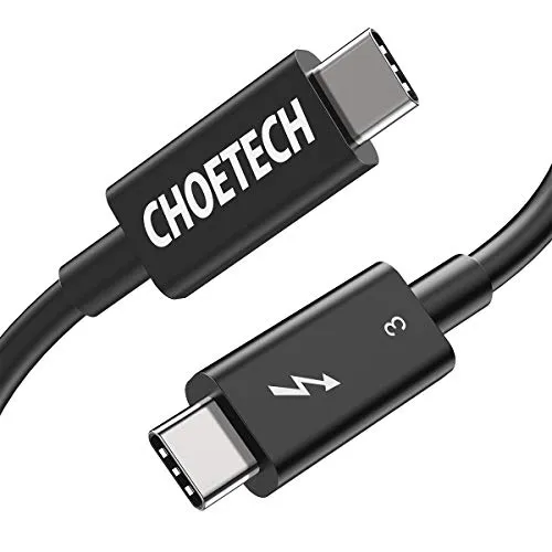Thunderbolt 3 Cable, CHOETECH 40Gbps 100W Charging (5A / 20V) USB C to USB C Cable (2.6FT), Support 5K UHD Display, Work with MacBook Pro and More Type-C Devices/Laptops -Intel Certified