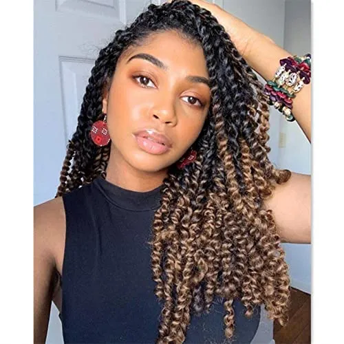 Tiana Pre-Looped Passion Twist 16 Inch - 8 Packs T27 Ombre Gold Crochet Hair, Pre-Twisted Passion Twists Crochet Braids Made Of Synthetic Braiding Bohemian Hair Extension for Black Women (16