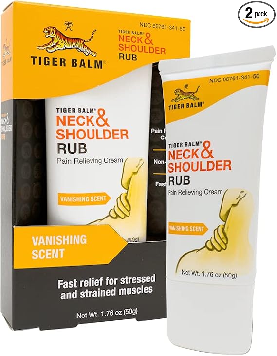 Tiger Balm Neck & Shoulder Rub, 50 g Shoulder and Neck Topical Relief Cream Sore Muscle and Joint Relieving Cream  Effective Tension and Discomfort Relief Rub 2 Pack
