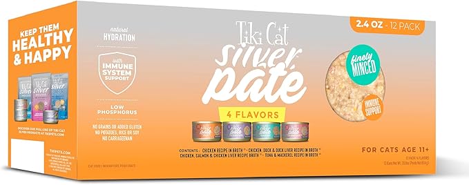 Tiki Cat Silver Pate Wet Cat Food, Variety Pack, 2.4 oz. Can (12 Count)