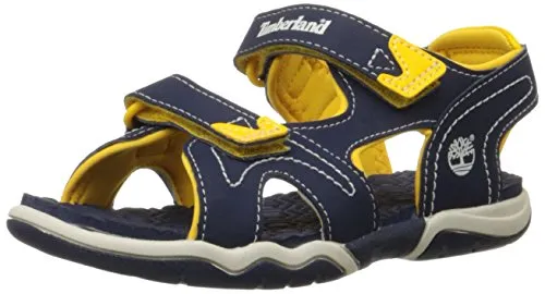 Timberland Unisex-childAdventure Seeker Two-Strap Sandal ,Navy/Yellow,6 M US Big Kid