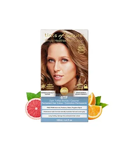 Tints of Nature 6TF Dark Toffee Blonde Permanent Hair Dye, 95% Natural, Free from Ammonia, Parabens, and Propylene Glycol, Single