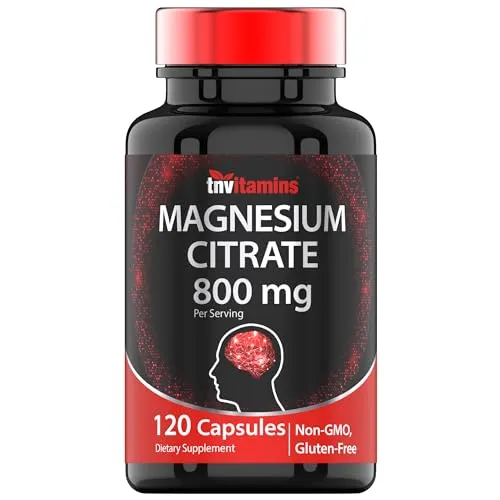 TNVitamins Magnesium Citrate 800 MG - 120 Capsules | Two Month Supply! | Pure Magnesium Citrate Powder Capsules | Support Your Gut, Nerve, Muscle, & Joint Health* | Non-GMO | Produced in The USA!
