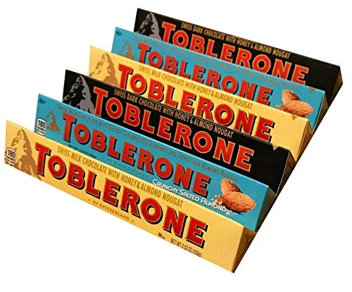 TOBLERONE Variety Gift Set (Pack of 6) - 2 Each of Swiss Milk, Swiss Dark, and Crunchy Salted Almond