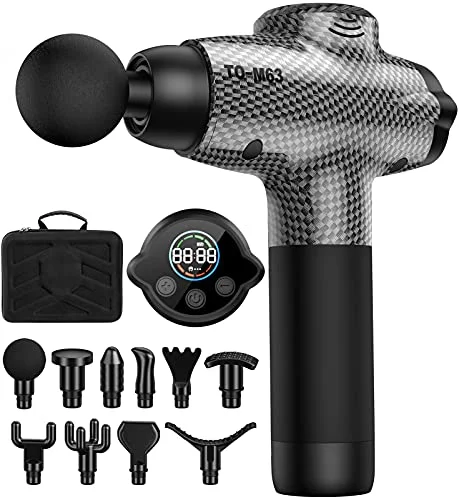 TOLOCO Massage Gun, Upgrade Percussion Muscle Massage Gun for Athletes, Handheld Deep Tissue Massager Gun (Black)