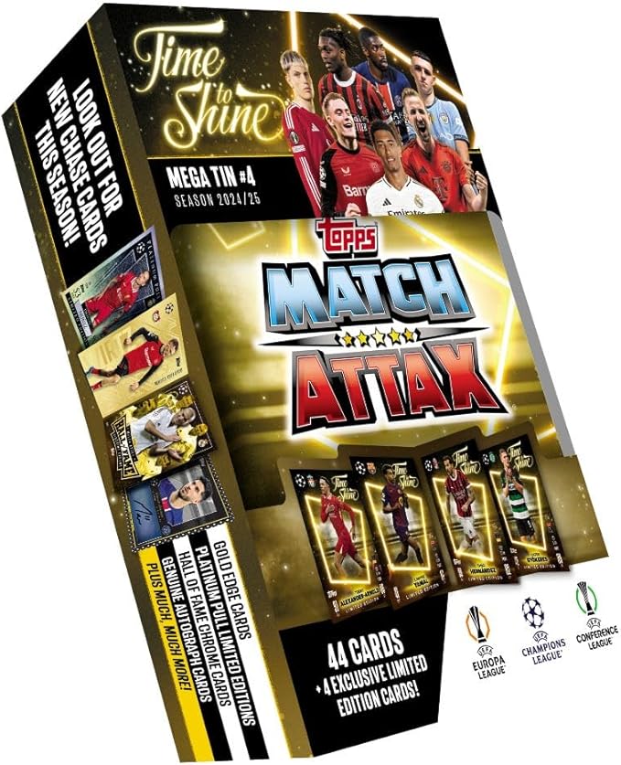 Topps Match Attax 24/25 - Random Mega Tin - Contains 44 Match Attax Cards Plus 4 Exclusive LEs