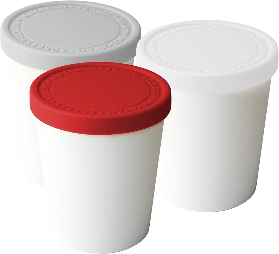 Tovolo Sweet Treat 6 oz. Mini Tubs, Set of 3, Tight-Fitting Silicone Lid, Easy Stacking Reusable Ice Cream Container, Assorted