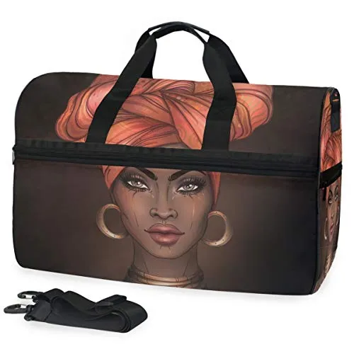 Travel Duffels African Pretty Girl Duffle Bag Luggage Sports Gym for Women & Men
