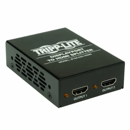 Tripp Lite 2-Port DisplayPort 1.2 to HDMI Multi-Stream Transport (MST) Hub, 3840x2160 4K x 2K @ 24/30Hz (B156-002-HDMI),Black