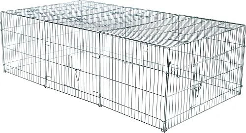 TRIXIE Natura Enclosed Outdoor Run- 34 cu. ft., Galvanized Metal Cage, Portable Pen for Rabbits or Guinea Pigs