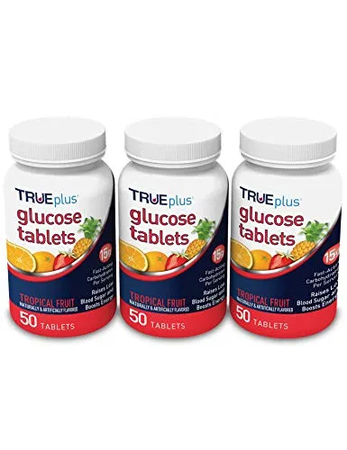 TRUEplusÂ® Glucose Tablets, Tropical Fruit Flavor - 50ct Bottle (3)