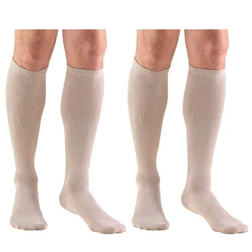 Truform Compression 30-40 mmHg Knee High Dress Style Socks Tan, Large, 2 Count