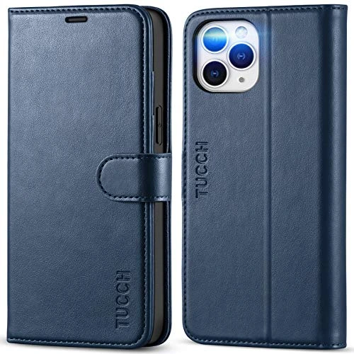 TUCCH Wallet Case for iPhone 12 Pro Max 5G, Premium PU Leather RFID Blocking Credit Card Holder Magnetic Stand Flip Cover [TPU Shockproof Inner Shell] Compatible with iPhone 12 Pro Max 6.7â, Dark Blue