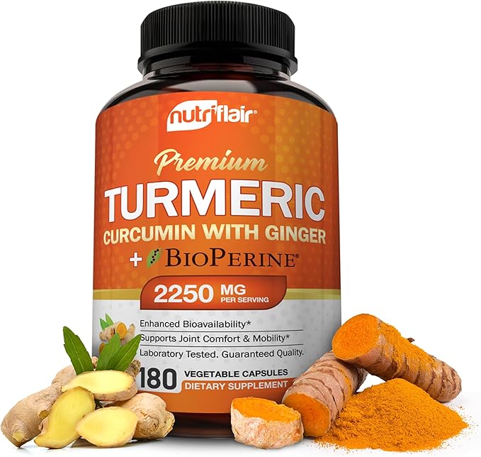 Turmeric Curcumin with Ginger & BioPerine Black Pepper Supplement :: Anti-Inflammatory, Antioxidant, Anti Aging :: 100% Natural, Non-GMO, Vegan Best Maximum Potency, No Side Effects (180 Capsules)