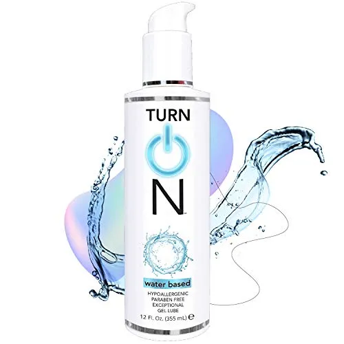 Turn On Water Based Sex Lube 12 Ounce Premium Personal Lubricant, Long Lasting Formula for Condom Safe Vegan Ph Balanced Hypoallergenic and Paraben Free Intimacy, Gel Lube for Men Women & Couples