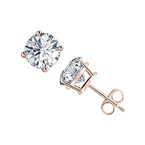 tusakha Brilliant 5mm Platinum or Gold Plated Sterling Silver Round-Cut Stud Earrings made with Swarovski Zirconia