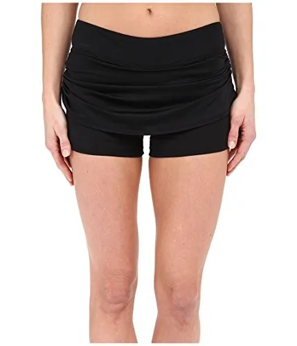 TYR Women's Solids Active Mini Skorts Black Swimsuit Bottoms LG