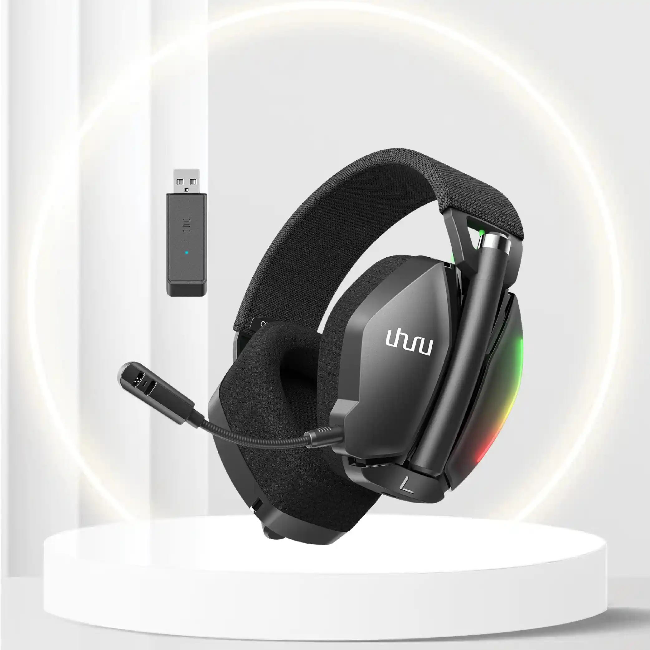 UHURU Dual Wireless Gaming Headset with Microphone for PS5 PS4 PC: Gaming Headphones with Stereo Sound - 32Hr Battery - Cool RGB
