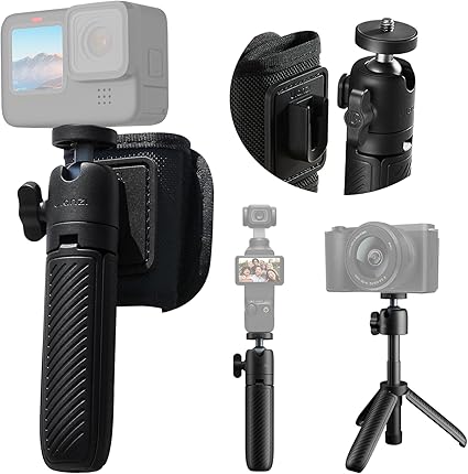 ULANZI MT88 ClipMate Camera Tripod, Selfie Stick w Velcro Strap & Action Camera Adapter, Mini Tabletop Tripod w Cold Shoe, Travel Tripod for iPhone Series & Action Cam, DJI Pocket3,Insta 360 X5
