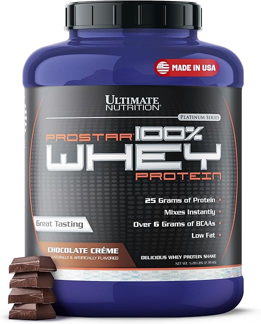 Ultimate Nutrition Prostar Whey Protein Powder Isolate, Chocolate - Low Carb, High Protein Powder Shake for Muscle Gain & Recovery - Low Sodium, Low-Fat & Keto Friendly - 5.28 lbs Tub