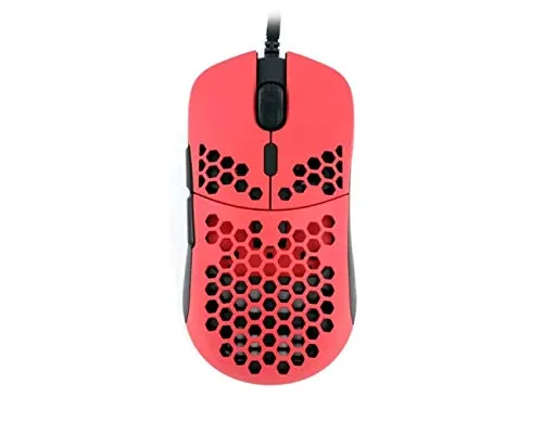 Ultra Lightweight Honeycomb Shell Wired Gaming Mouse up to 12000 cpi - 6 Buttons - (63g) (Stiletto Red)