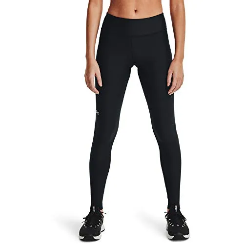 Under Armour Women's HeatGear Armour Mid No-Slip Waistband Pocketed Leggings , Black (001)/White , Large